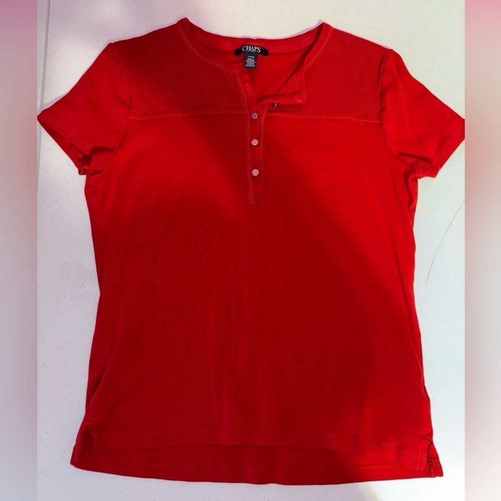 Chaps Women's Vibrant Red Short Sleeve Shirt - Picture 7 of 7